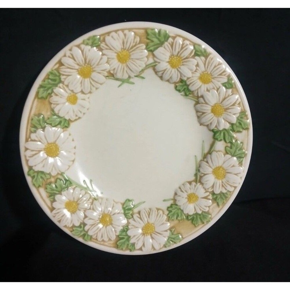 Set Of 3 Vintage Metlox Poppytrail Sculptured Daisy Saucers 6 1/4"